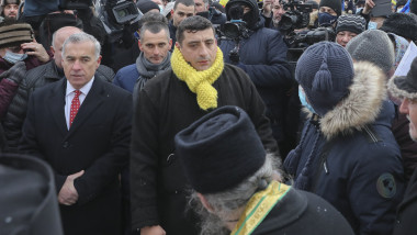 Călin Georgescu (stânga) alături de George Simion la manifestațiile AUR organizate la Iași de ziua Unirii Principatelor. Foto: Inquam Photos / Liviu Chirica