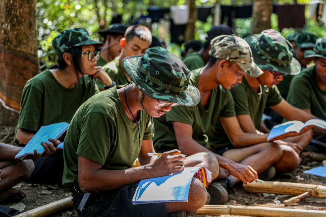 Armed resistance People Defence force from the 101 Company in Kayin State, Myanmar - 25 Dec 2021