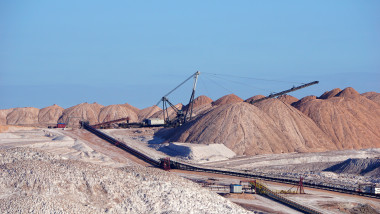 Dangerous mining of salt and minerals. Dumps in the production of potash fertilizers in Salihorsk, Belarus