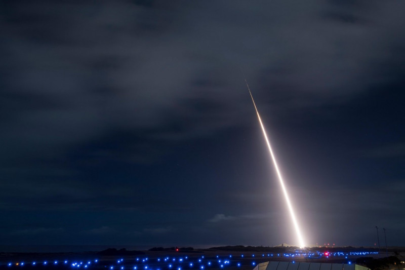 A target missile was launched from the Pacific Missile Range Facility at Kauai, Hawaii during Flight Test Standard Missile-45. The USS JOHN FINN (DDG-113) detected and tracked the target missile with its onboard AN/SPY-1 radar using the Aegis Baseline 9.