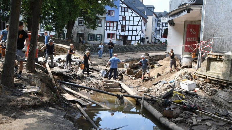 German Chancellor Merkel visits flood affected areas, North Rhine Westphalia, Germany - 20 Jul 2021