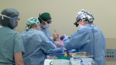 medici in timpul operatiei de transplant inima de porc la om