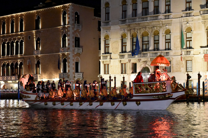Carnival Opening Parade 2022 along the Grand Canal in Venice