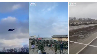Captură foto de pe THE WASHINGTON POST. cu imagini de pe rețelele sociale, în care este evidențiat faptul că soldații ruși și echipamentele militare se îndreaptă către granița cu Ucraina.