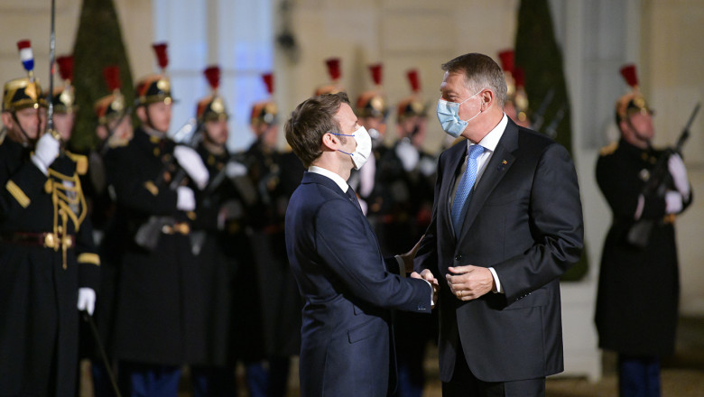 Președintele Franței, Emmanuel Macron, l-a primit pe președintele României, Klaus Iohannis, la Palatul Elysee.