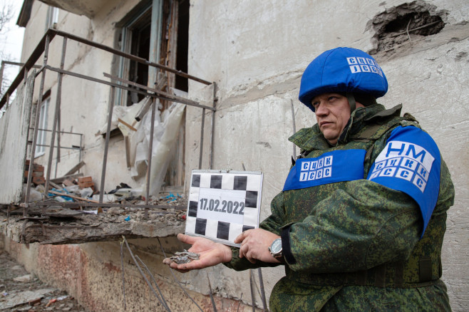 Mykolaivka village in Lugansk People's Republic in aftermath of shelling attack