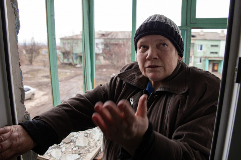 Mykolaivka village in Lugansk People's Republic in aftermath of shelling attack