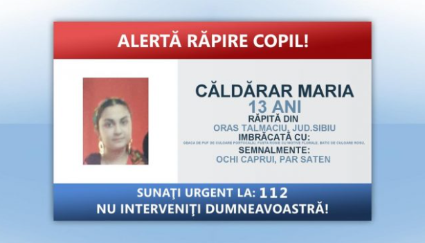UPDATE. Fata de 13 ani răpită în Sibiu a fost găsită