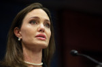 Actress Angelina Jolie speaks during a press conference announcing the bipartisan updated Violence Against Women Act (VAWA) at the US Capitol in Washington, DC on Wednesday, February 9, 2022.