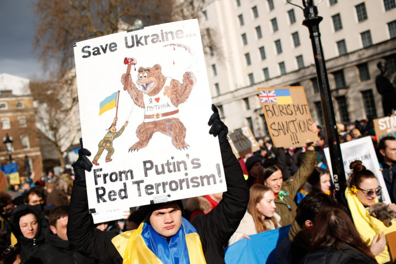 Pro-Ukraine Demonstration In London, United Kingdom - 24 Feb 2022