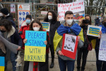 Anti-Putin protest in front of the Russian consulate, Hamburg, Germany - 24 Feb 2022