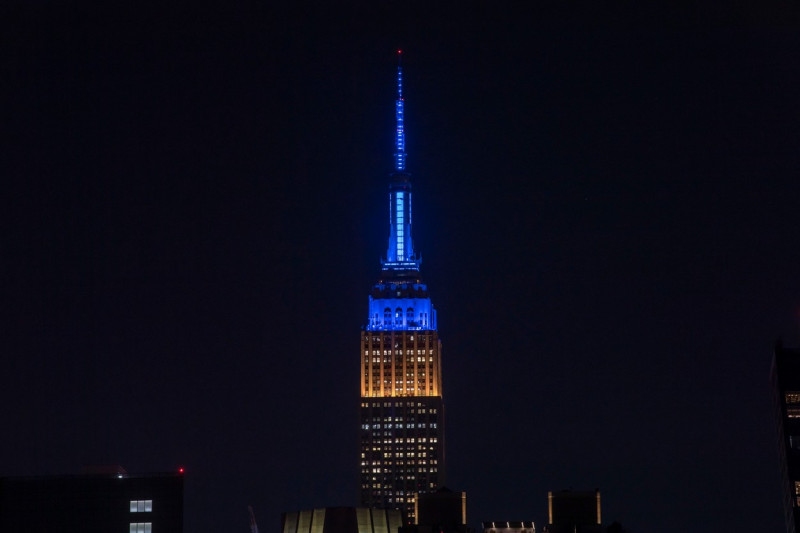 New York Landmarks to Light Up in Solidarity with Ukrainians in NYC, USA - 25 Feb 2022