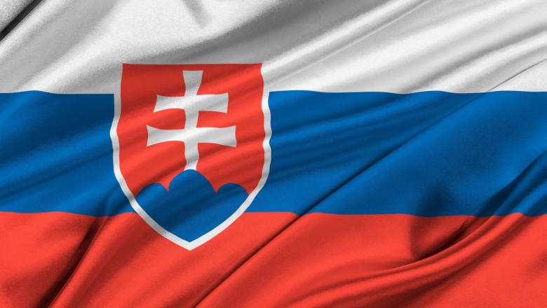 Flag of Slovakia waving in the wind.