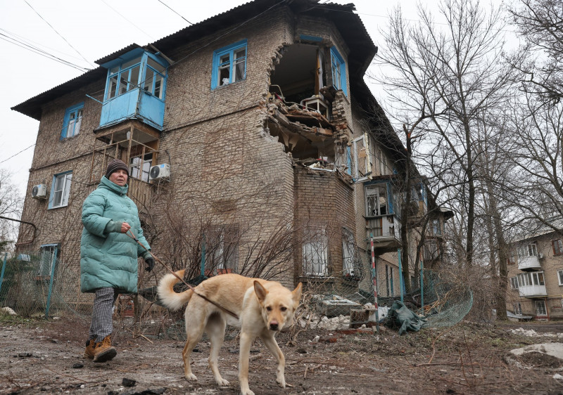 Shellfire damage in Donetsk, Donetsk People's Republic