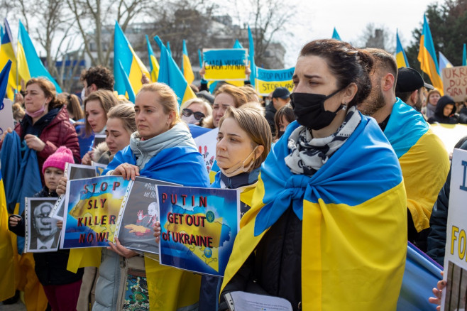 Citizens of Ukraine Protest on 4th Day of Russian Invasion, Istanbul, Turkey - 27 Feb 2022