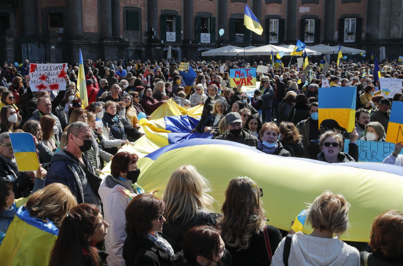 Ukraine war protest, Naples, Italy - 27 Feb 2022
