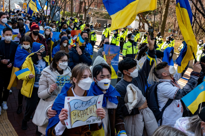 Rally Against Russia's Military Operation In Ukraine In Seoul, South Korea - 27 Feb 2022