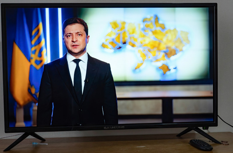 Televised News Reports on the Russia-Ukraine war in Kiev, Ukraine - 24 Feb 2022