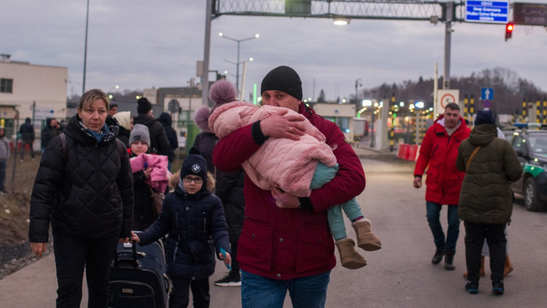 Ukrainian Refugees Cross The Ukraine-Poland Border - Medyka