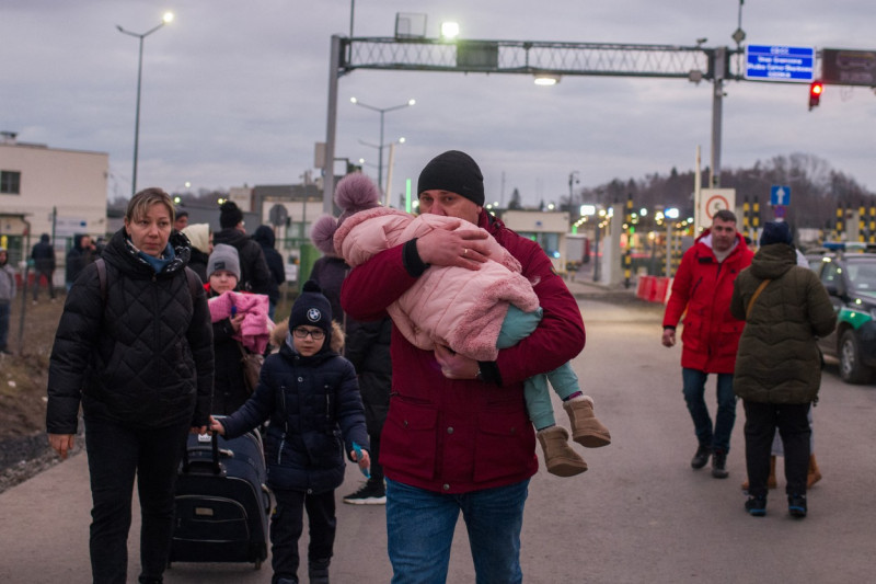 Ukrainian Refugees Cross The Ukraine-Poland Border - Medyka