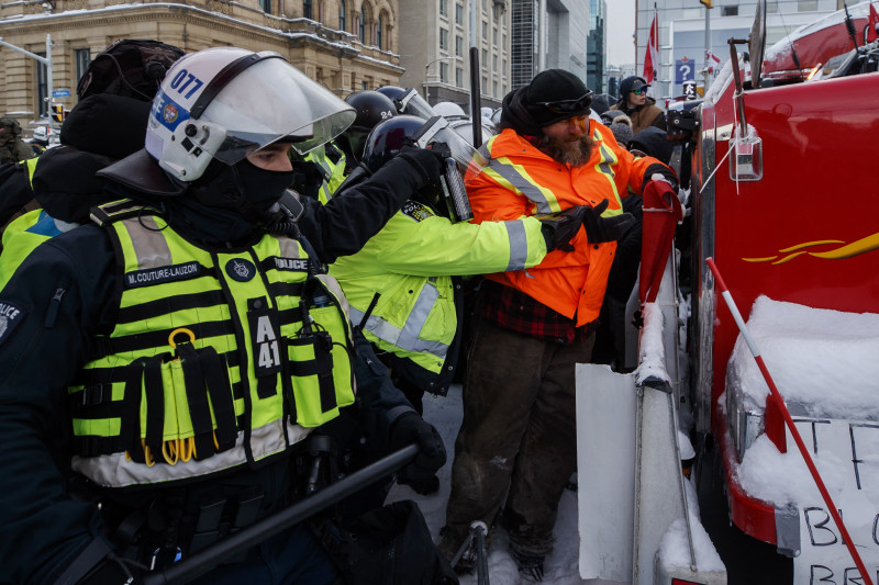 Covid Protesters And Police Face Off - Ottawa