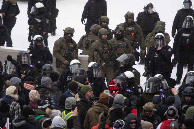 Covid Protesters And Police Face Off - Ottawa