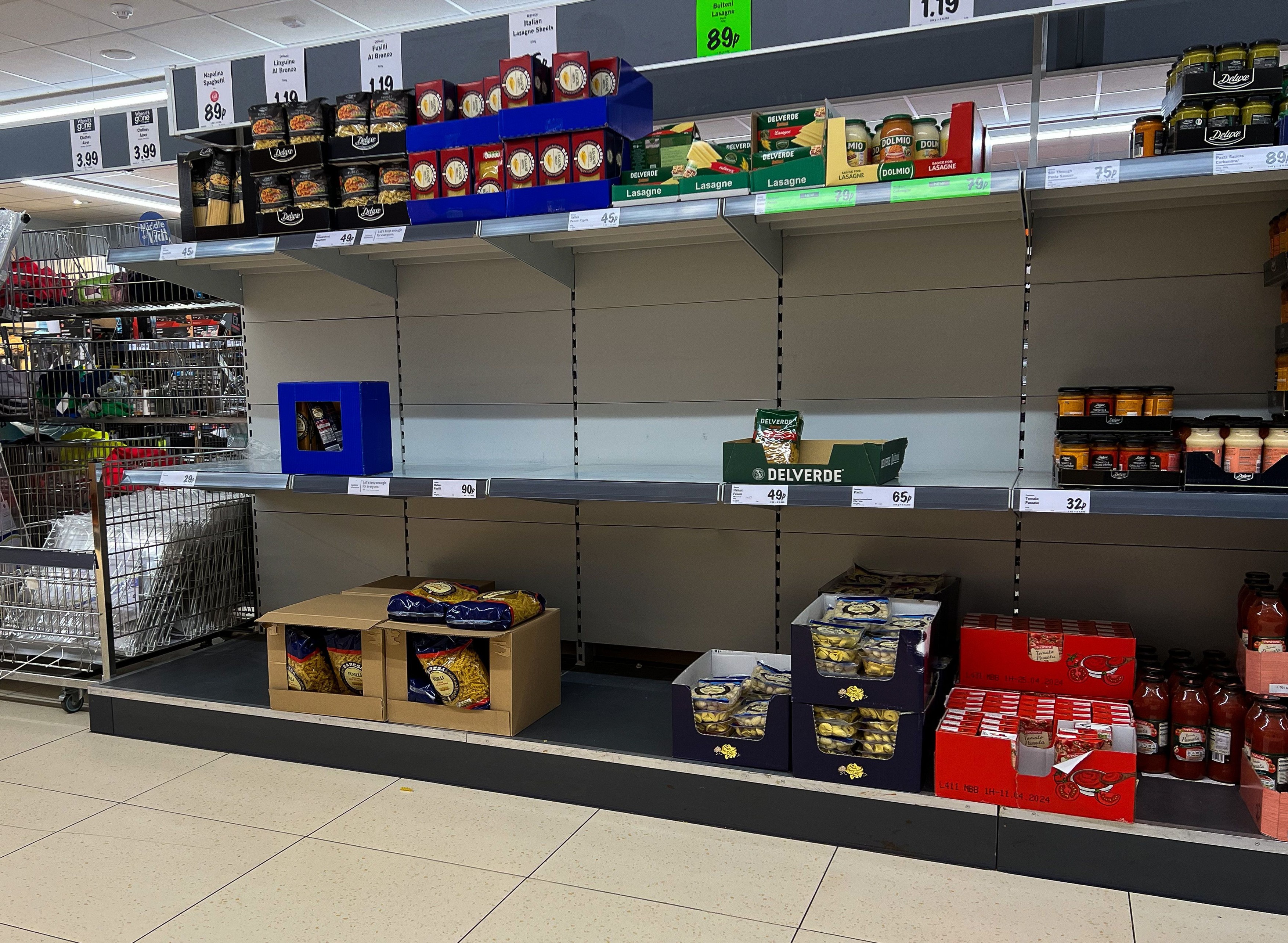 Empty shelves as deliveries are affected by Storm Eunice, London, UK - 19 Feb 2022