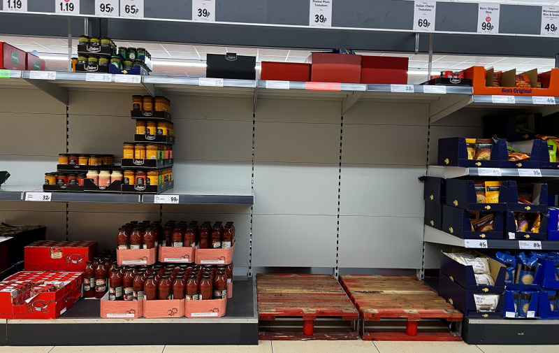 Empty shelves as deliveries are affected by Storm Eunice, London, UK - 19 Feb 2022
