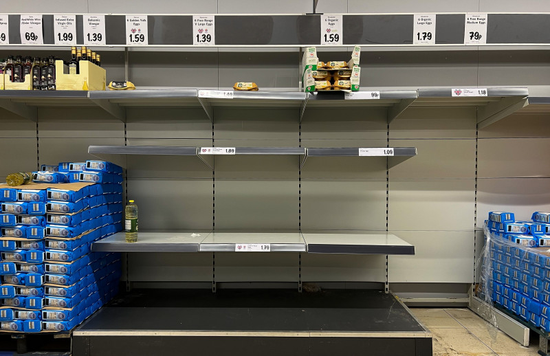 Empty shelves as deliveries are affected by Storm Eunice, London, UK - 19 Feb 2022
