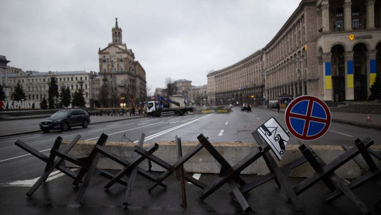 Barricades Are Set Up In Central City - Kyiv