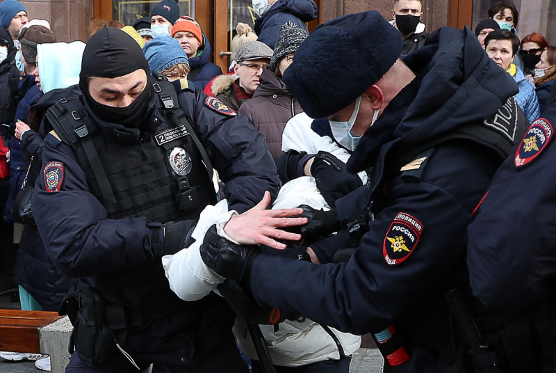 Unsanctioned protest in Moscow against special military operation in Ukraine