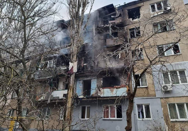 Debris of Residential Buildings Damaged by Russian Shelling
