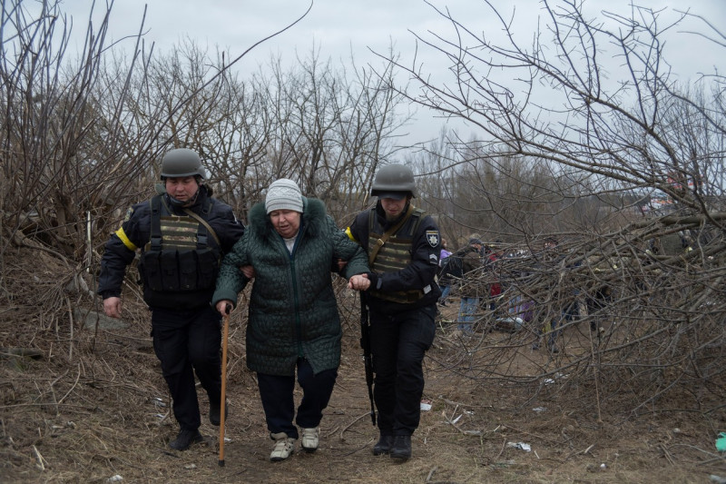 Russia-Ukraine War: Civilians Fleeing Irpin During The Evacuation - 07 Mar 2022
