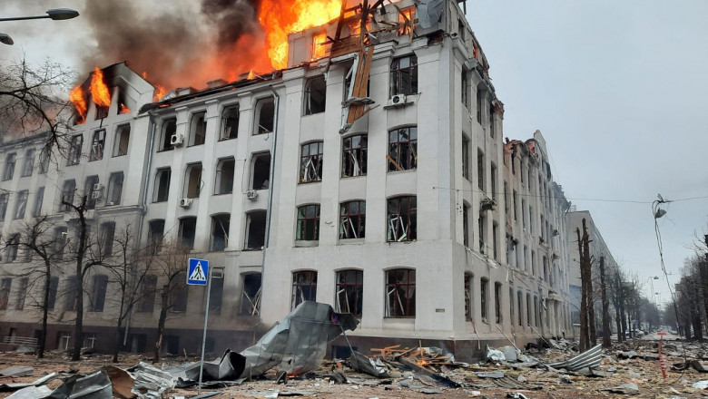 cladire bombardată Ucraina