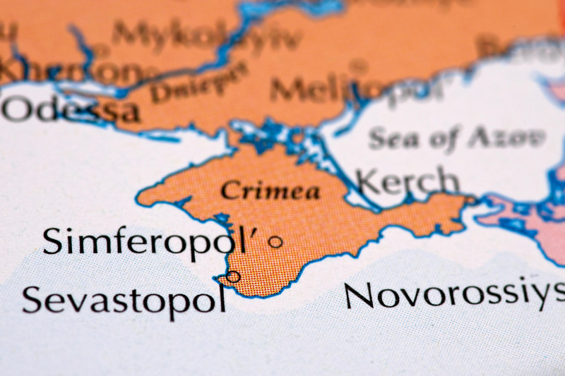 Close up of map of Crimea