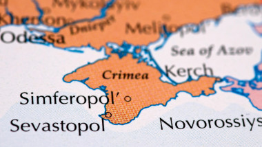 Close up of map of Crimea