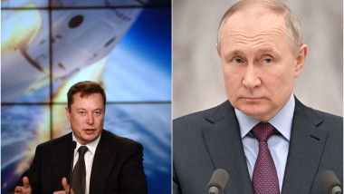 Colaj foto cu Elon Musk și Vladimir Putin. Foto: Profimedia Images