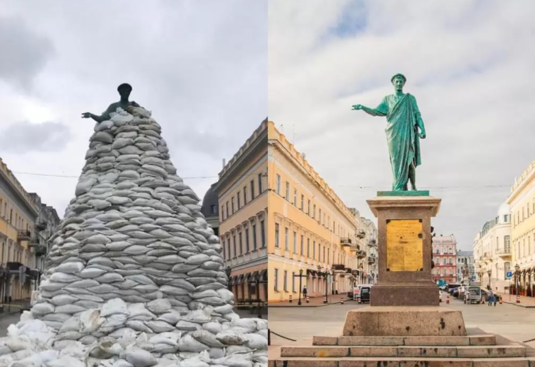 La nici 600 de km de București, un oraș întreg apără o statuie. Povestea monumentului din Odessa ocrotit cu trupuri și cu saci de nisip