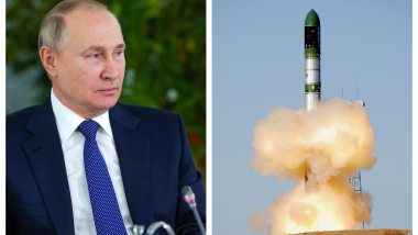 Vladimir Putin și o rachetă lansată