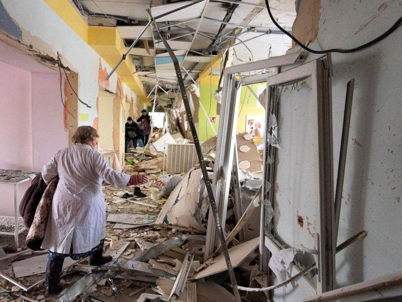 Aftermath of airstrike on Maternity Hospital, Mariupol, Ukraine - 09 Mar 2022