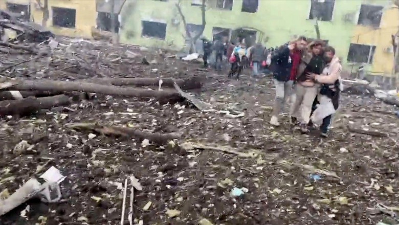 Aftermath of airstrike on Maternity Hospital, Mariupol, Ukraine - 09 Mar 2022