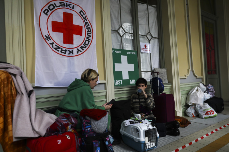 Refugees from Ukraine arrive at the Train Station in Przemysl, Poland - 03 Mar 2022