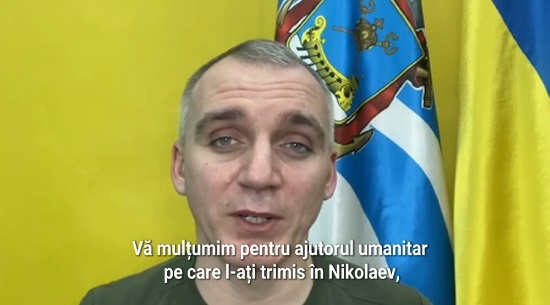 Primarul orașului Nikolaev mulțumește românilor care au trimis în Ucraina alimente și alte ajutoare