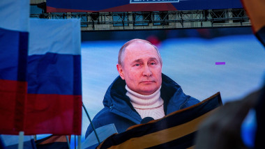 Imaginea lui Vladimir Putin pe un ecran