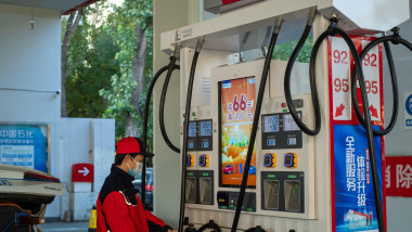 O benzinărie Sinopec din Beijing.