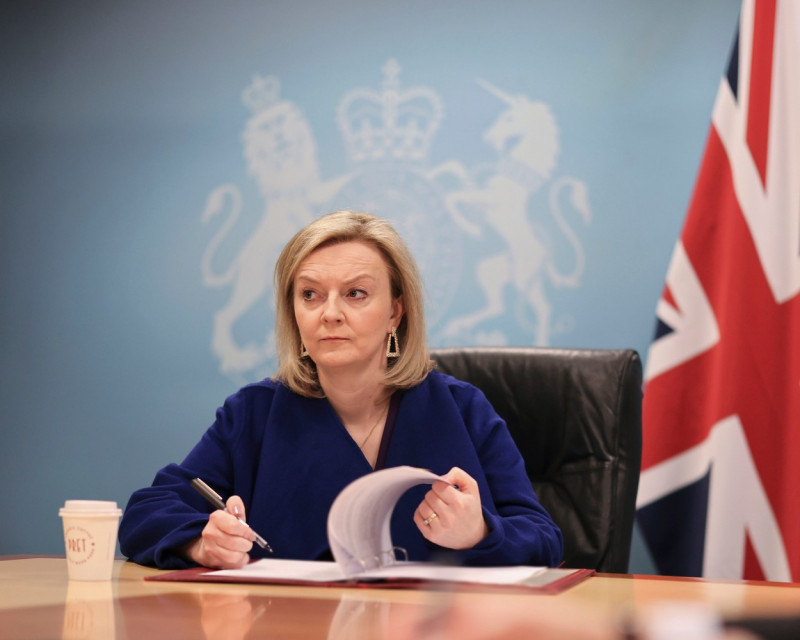 Foreign Minister Liz Truss in a call with French FM Le Drian