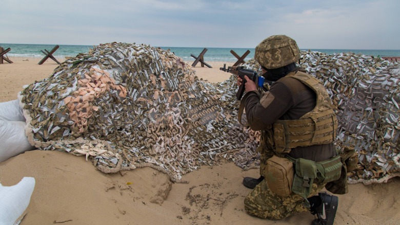 Ukraine Odessa beach turns into a military zone in preparation for war