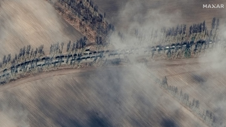 convoi militar rusesc imagini din satelit