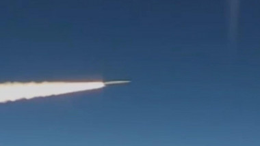 RUSSIA - FEBRUARY, 2022: Pictured in this video screen grab is a Kinzhal hypersonic cruise missile launched during a strategic deterrence exercise by the Russian armed forces. Video grab. Best possible quality. Russian Defence Ministry/TASS