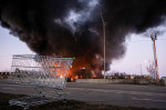 Kyiv Military depot hit rockets in Kyiv, Ukraine - 17 Mar 2022